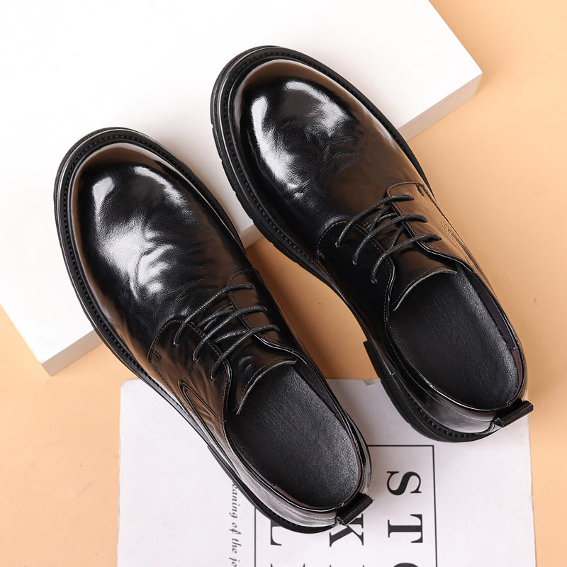 Men's Genuine Business Wear Breathable Platform Big Head Trendy Men's Casual Leather Shoes