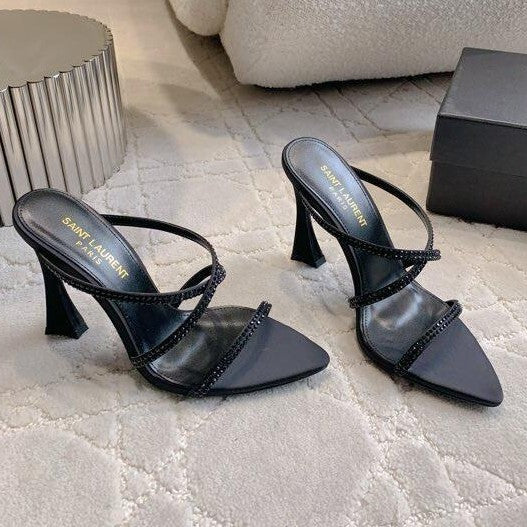Women's Like Woman High Cross Strap Rhinestone Heels