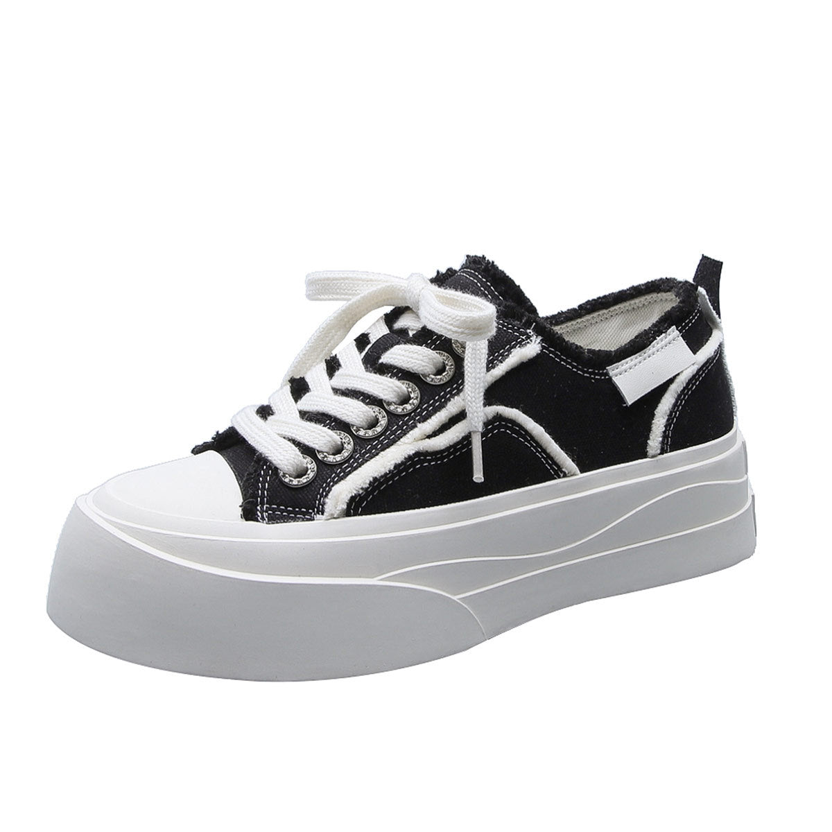 Women's Increasing Insole Thick-soled Frayed Big Toe Canvas Shoes