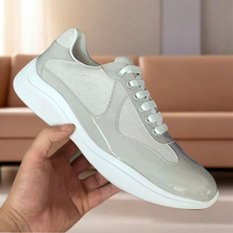 Men's P Home Shiny Patent Fashion Exercise Board Breathable White Men's Casual Shoes