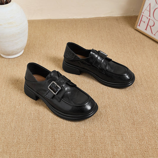 Women's Style Flat Belt Buckle Soft Bottom Loafers