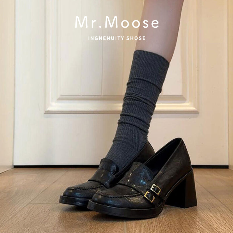 Women's British Style Chunky High Autumn Retro Women's Fashion Shoes