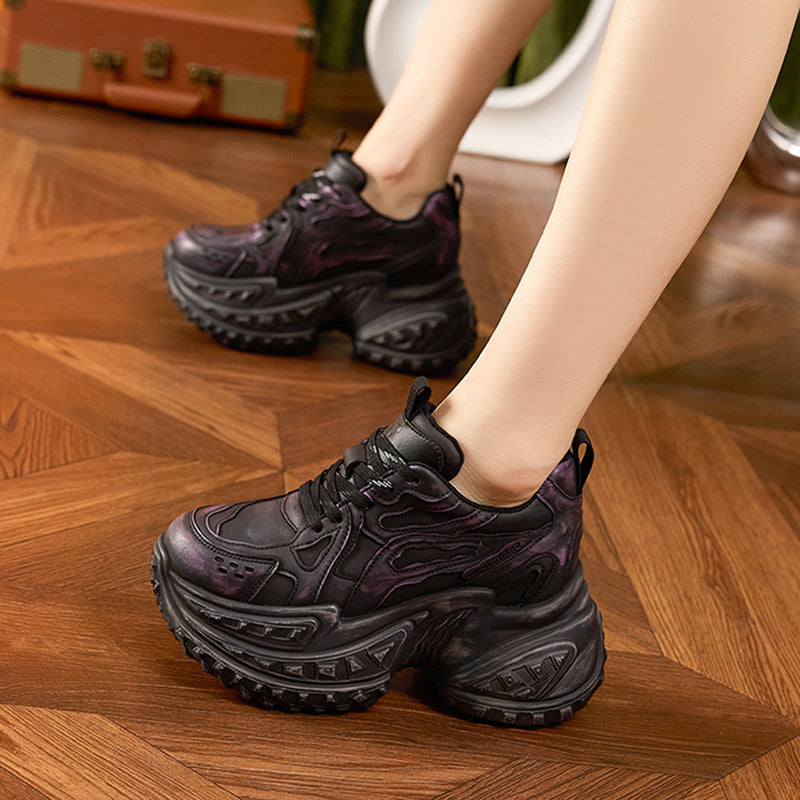 Women's Small Tall Dad Durian Bottom Platform Fashionable Sneakers
