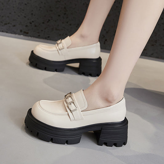 Women's & Men's Genuine Platform Slip-on Spring Chunky Pumps Men's Shoes