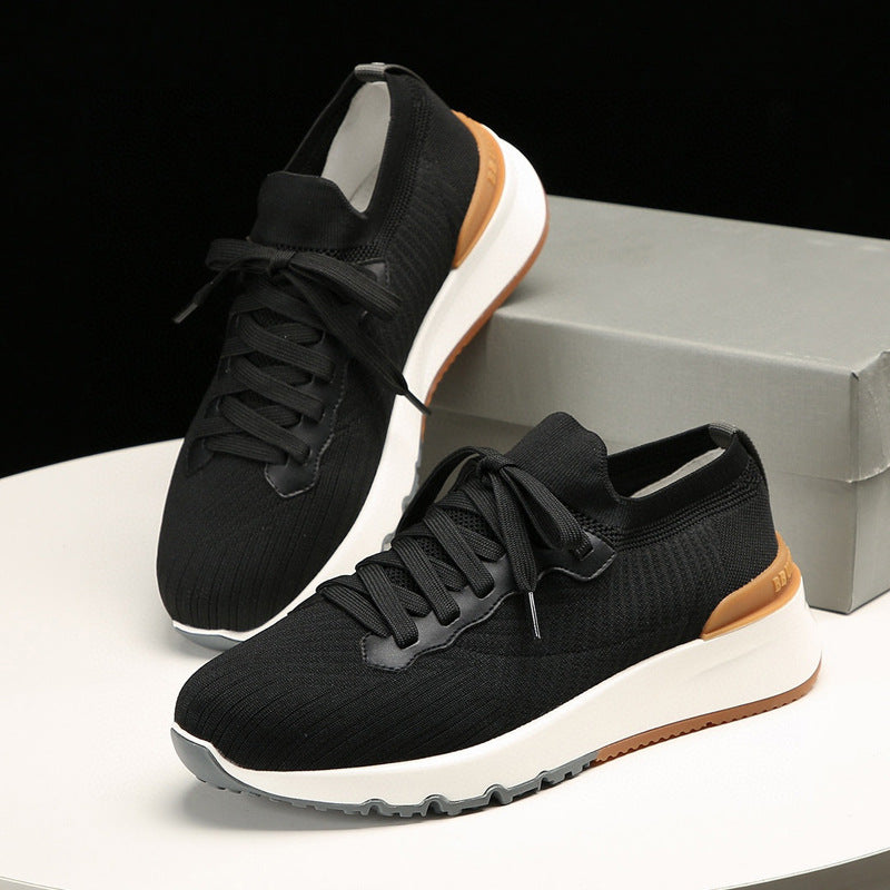 Men's Cashmere Mesh With Light Cow Suede Sneakers