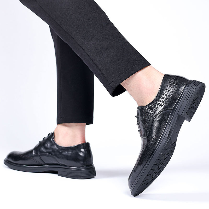 Men's Cowhide British Lace Up Breathable Business Formal Leather Shoes
