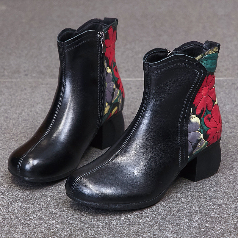 Women's Cowhide Thick Soft Soled Veet Warm Women's Shoes