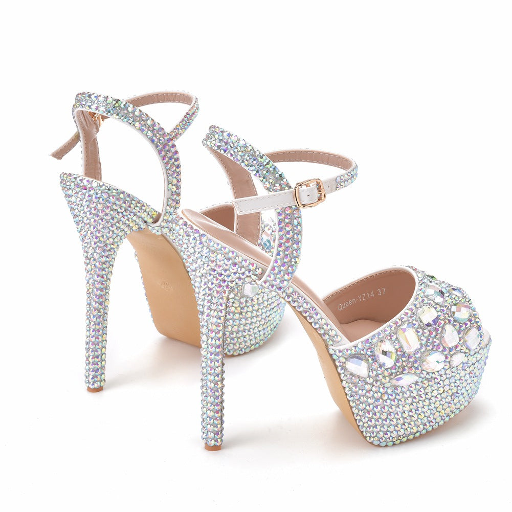Stiletto Rhinestone Wedding Bridal Colorful Crystals Crystal Sandals
