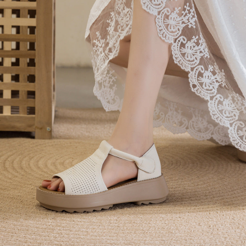 Women's Cowhide Mother Soft Surface Bottom Comfortable Summer Sandals