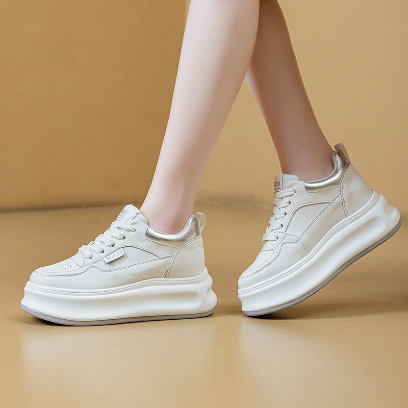 Platform White Female Versatile Single-layer Height Women's Casual Shoes
