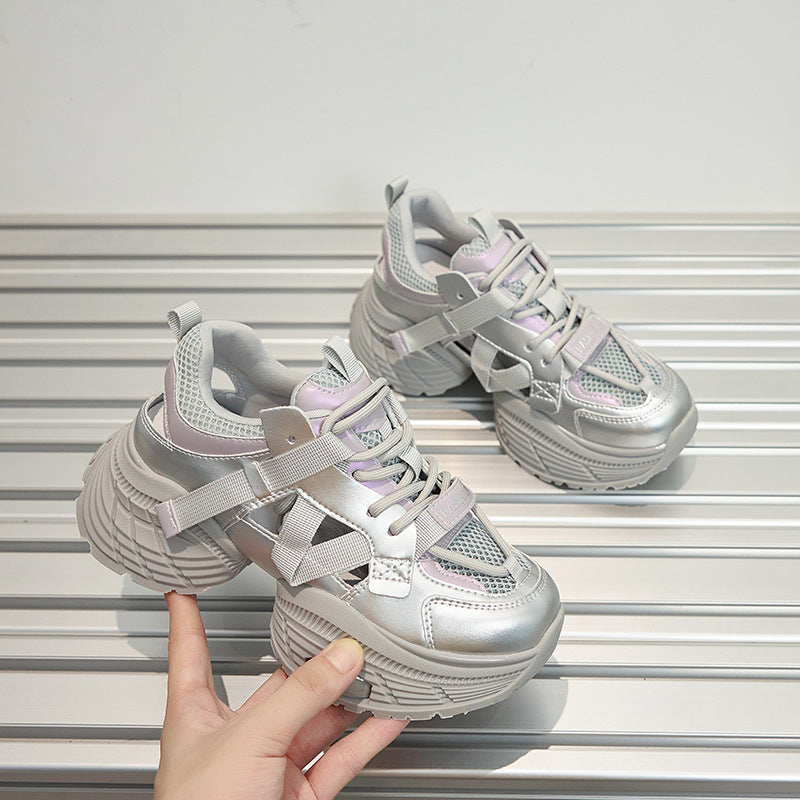 Women's Sier Fashion Clunky Height Increasing Lightweight Sneakers