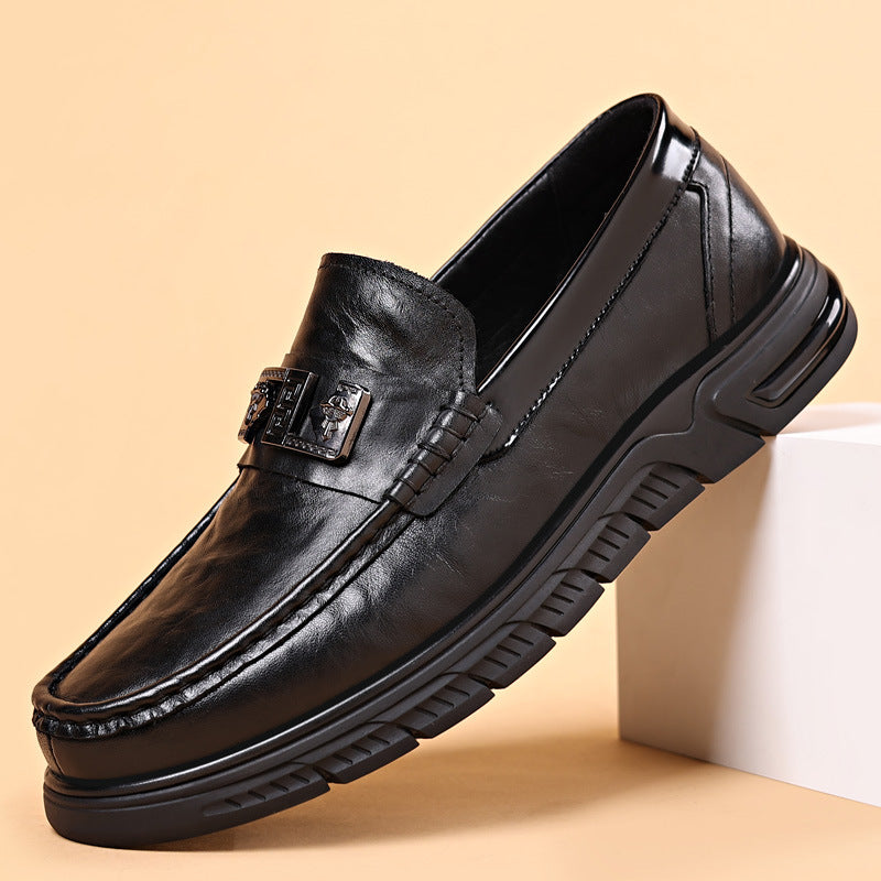 Men's First Layer Cowhide Genuine Breathable Pumps One Leather Shoes