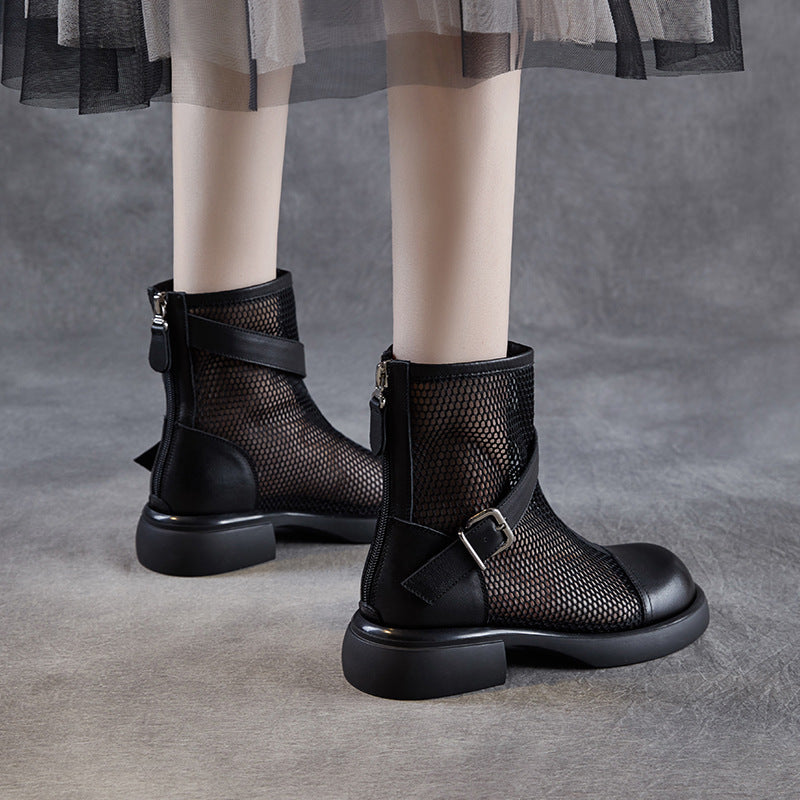 Women's Mesh Summer Genuine Thin Booties Breathable Boots