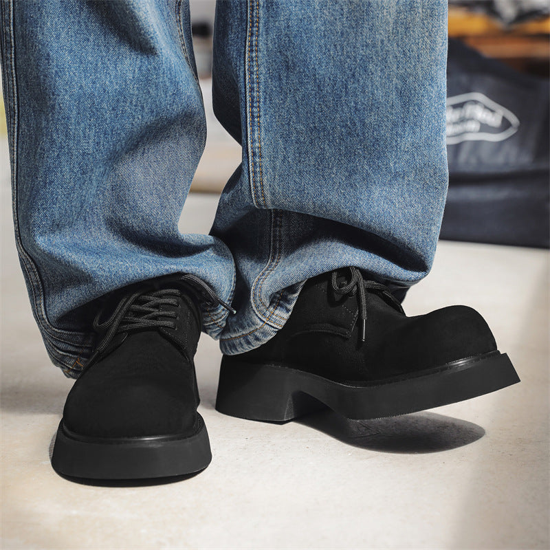 Men's American High Street Derby Big Head Leather Shoes