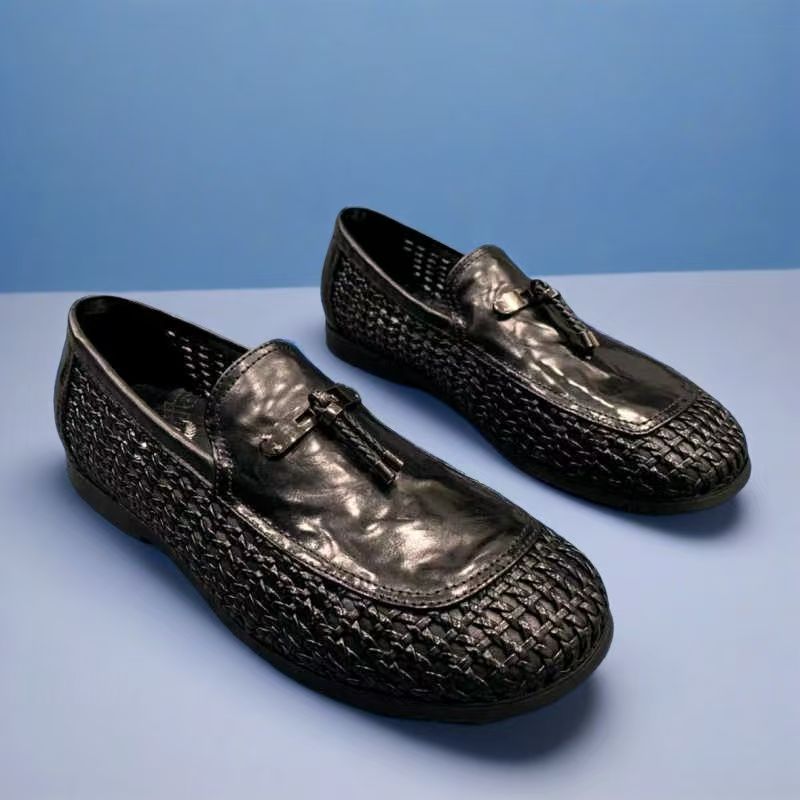 Men's Luxury Summer Handmade Woven Hollowed Breathable Loafers