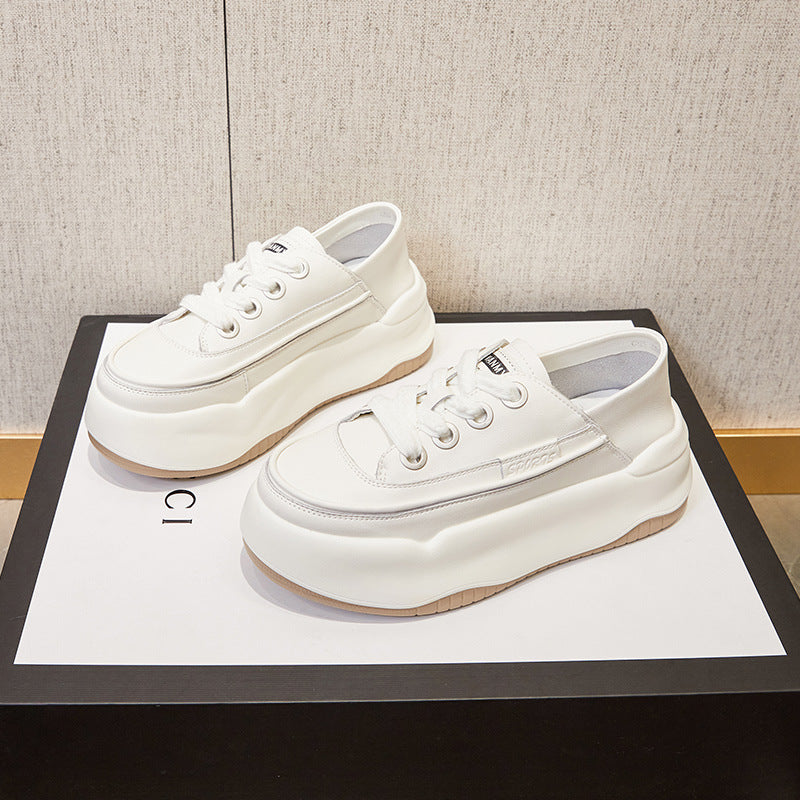 Women's White Dad Versatile Hidden Platform Heels
