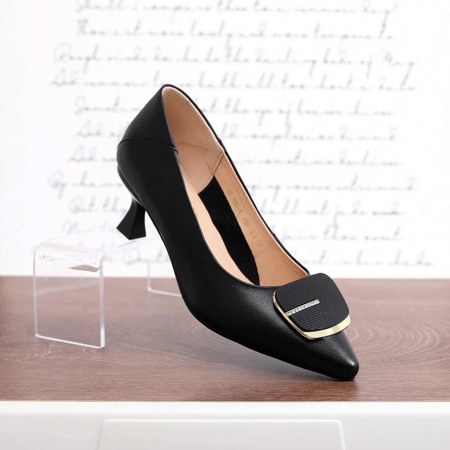 Women's High Shallow Mouth Top Layer Cowhide Women's Shoes