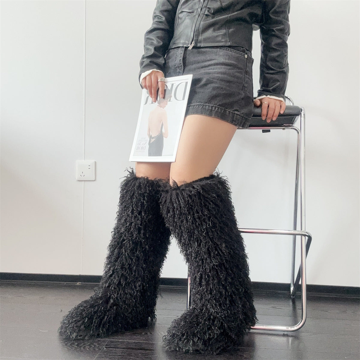 Women's Leg Knee-length Warm Plush Imitated Tibet Snow Boots