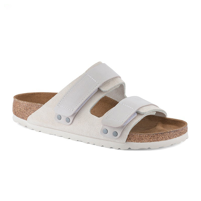 Women's & Men's Genuine Cork Summer Outerwear Suede Velcro Slippers