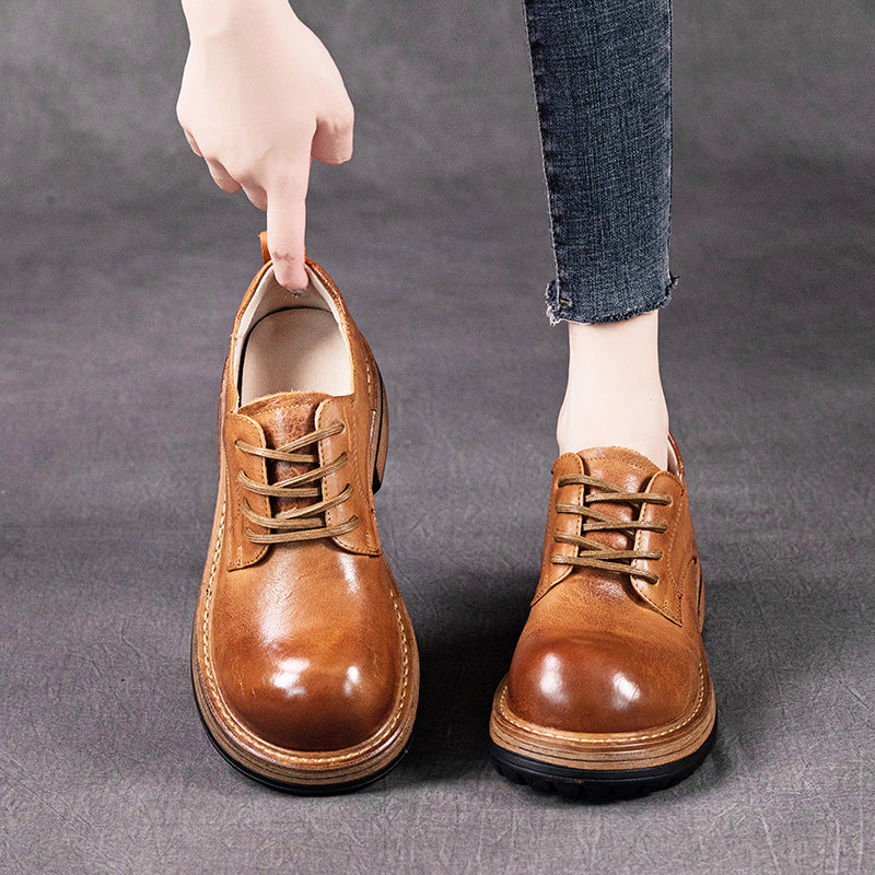 Women's Top Layer Cowhide Horse Retro Affordable Casual Shoes