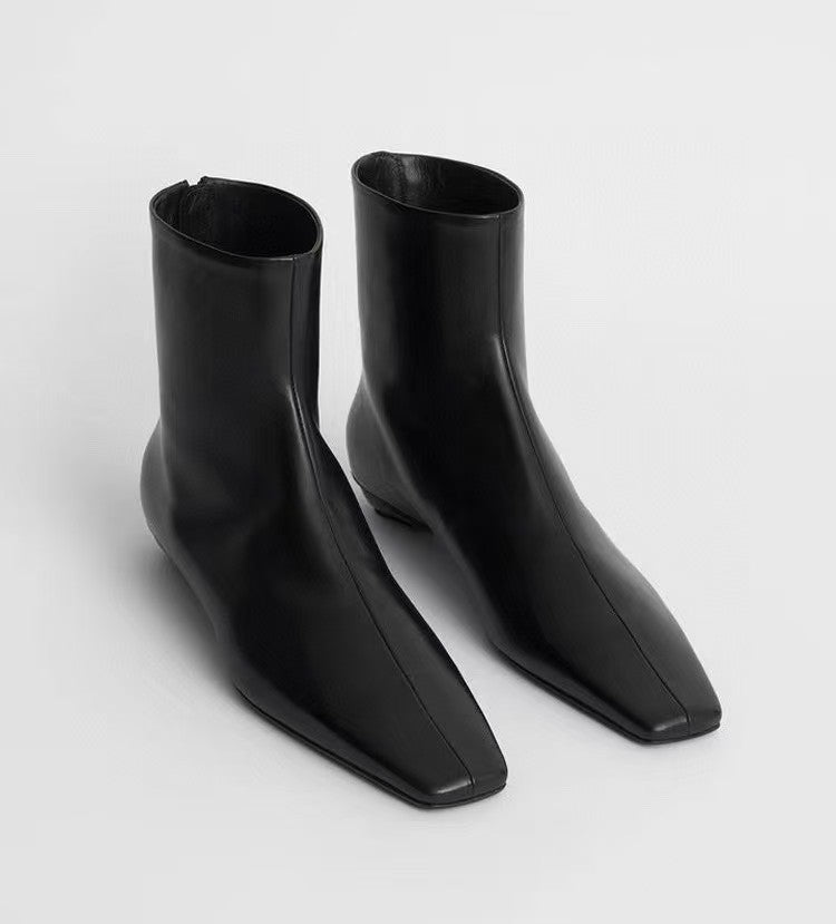 Women's Female Square Toe Skinny Low French Boots