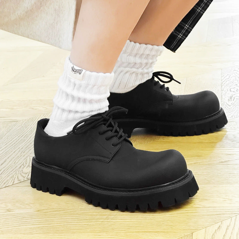 Women's & Men's Black Matte Big Head Mickey Platform Loafers