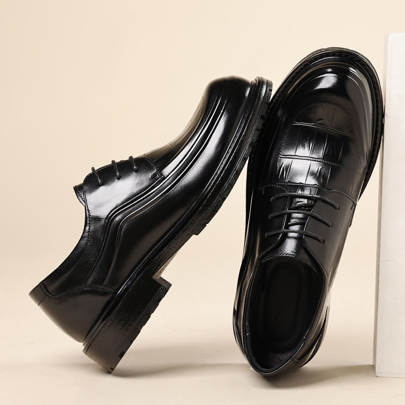 Men's Business Genuine Platform Formal Pure Cowhide Leather Shoes