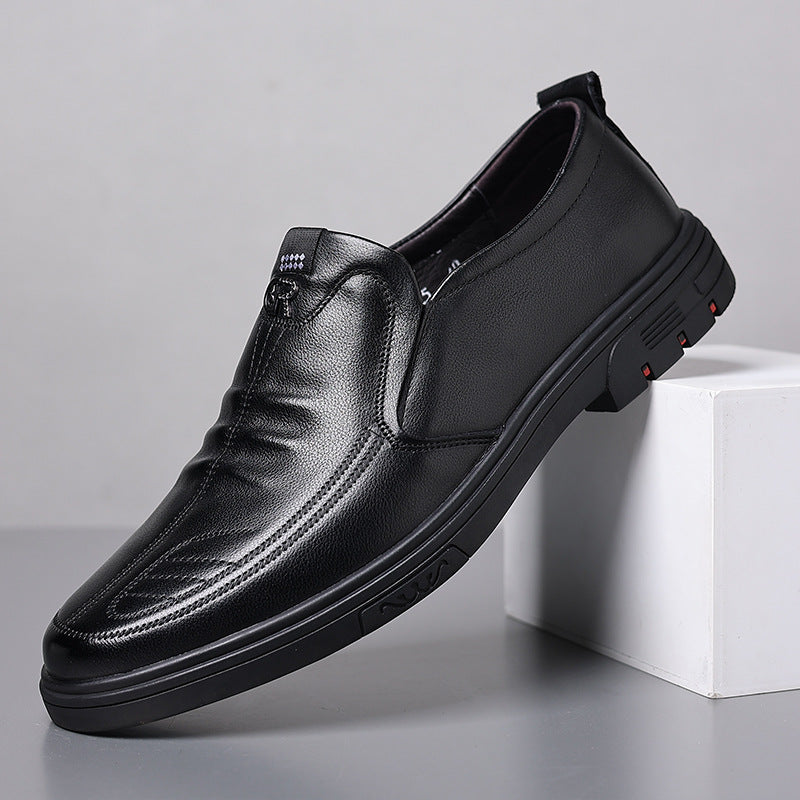 Men's Layer Cowhide Pumps Slip-on Genuine Soft Leather Shoes