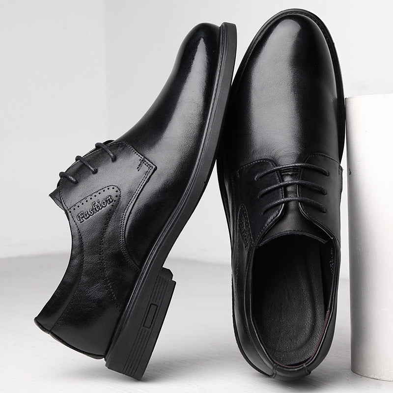 Men's Layer Cowhide Business Formal Wear Fashion Lace Leather Shoes