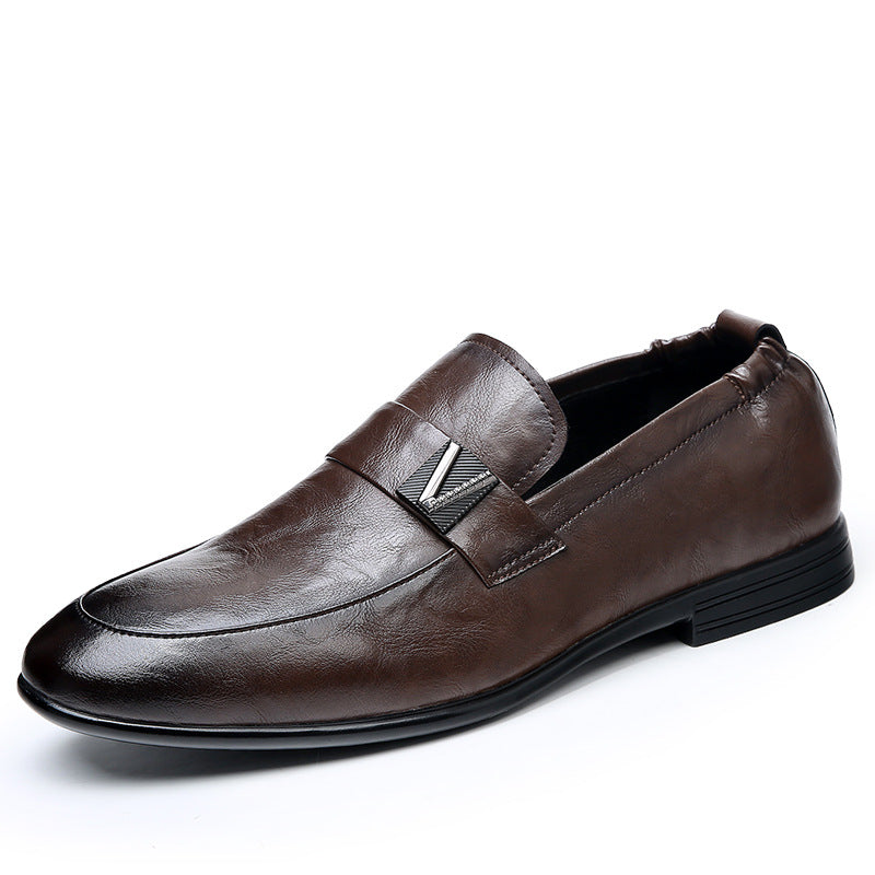 Men's Slip-on Genuine Versatile Korean Trendy Soft Men's Business Leather Shoes