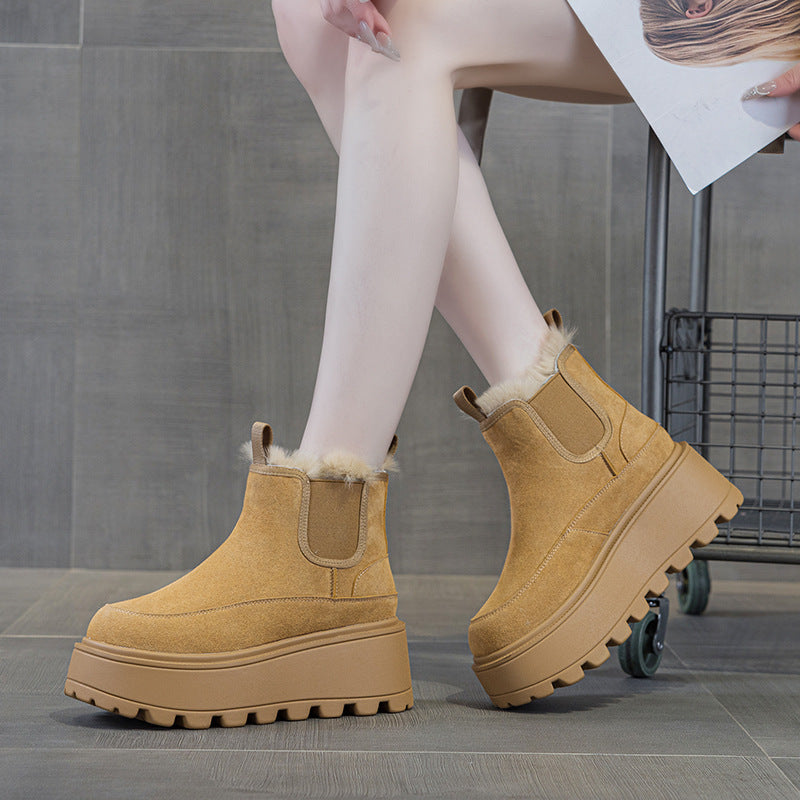 Women's Genuine Cotton Winter Fleece-lined Vintage Ankle Women's Casual Shoes
