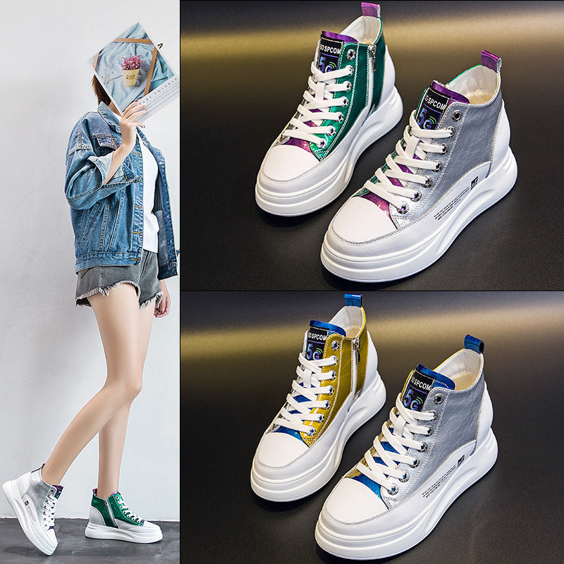 Women's Hidden White Platform Sports Board Casual Shoes