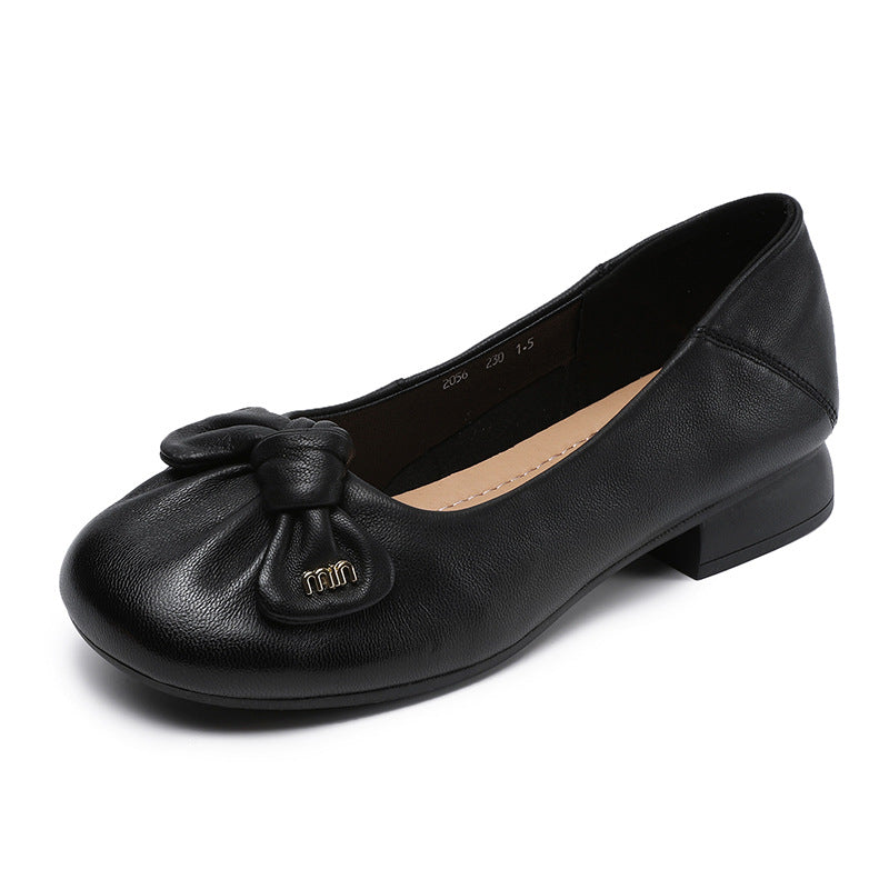Women's Small Single-layer French Foldable Ballet Bow Casual Shoes