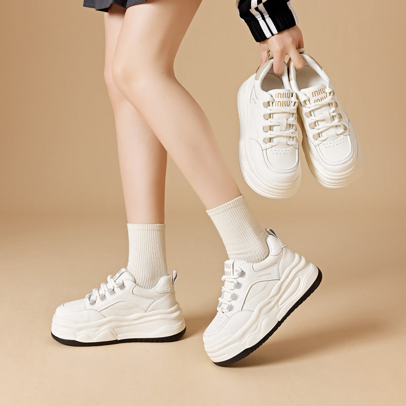 Women's Platform White Spring Authentic Elevator Wild Casual Shoes