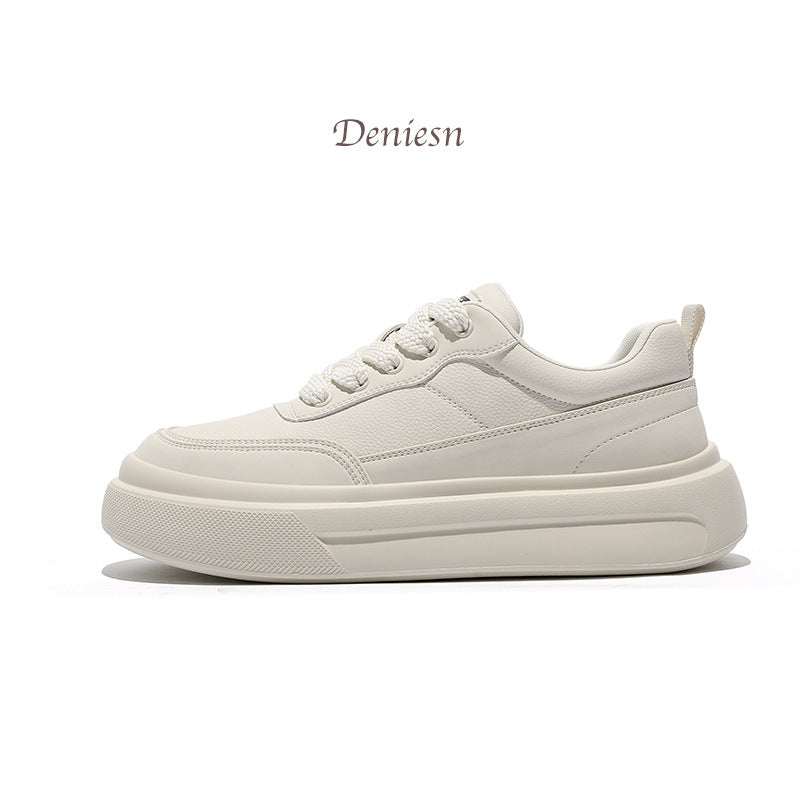 Men's White Style Platform Height Increasing Vintage Men's Board Shoes