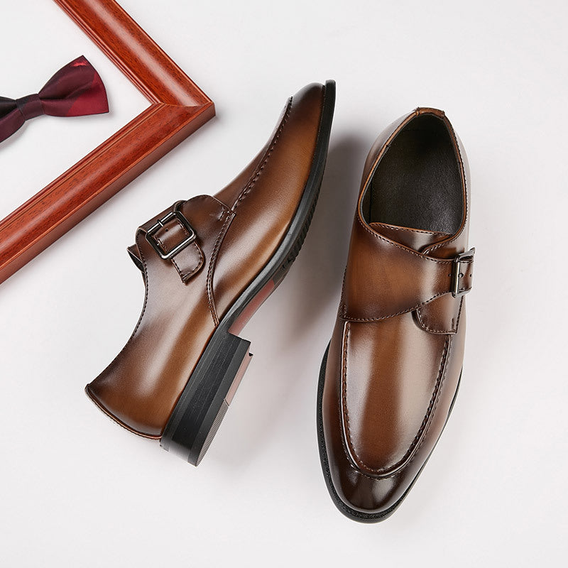 Men's Handmade British Style Buckle Formal Office Wear Men's Business Leather Shoes