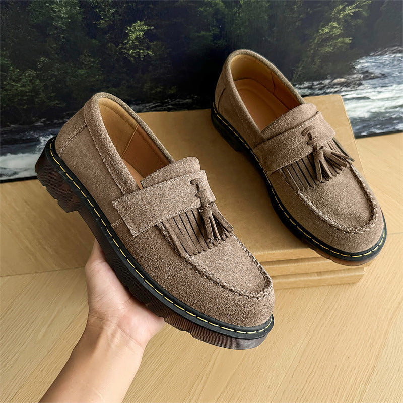 Men's Woven Tassel Slip-on Suede British Derby Boots