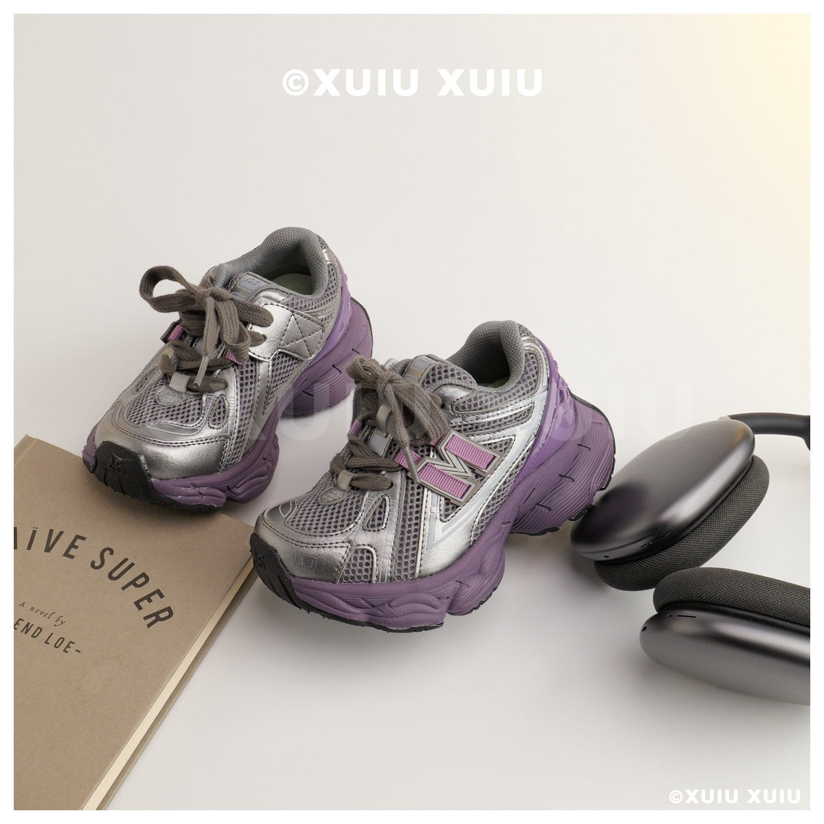 Children's American Stitching Needle Retro Clunky Double Kid's Sneakers