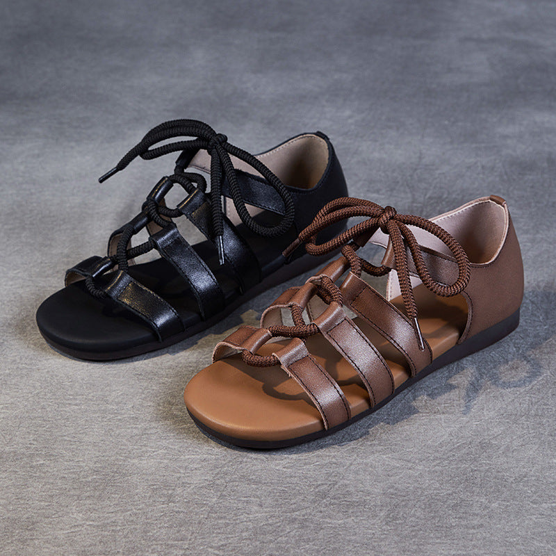 Women's Authentic British Style Handmade Buckle Open Sandals