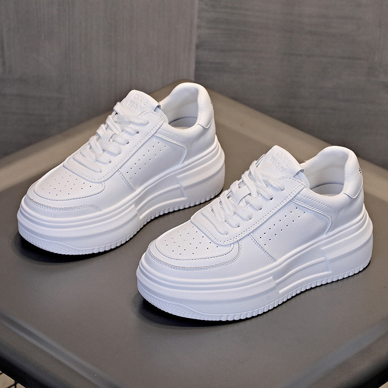 Women's Platform White Mesh Solid Color Height Increasing Breathable Sports Women's Casual Shoes