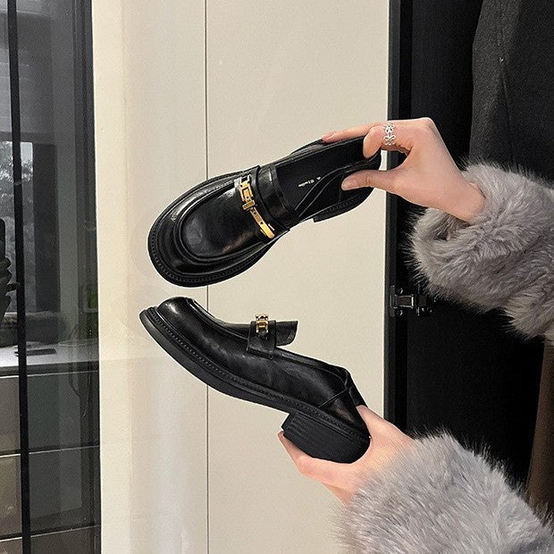 Sheepskin Version Authentic British Style Thick Bottom Loafers
