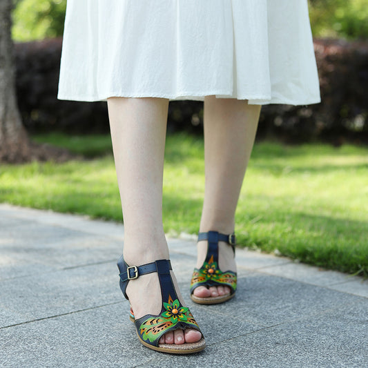 Hand-rub Color Retro Contrast Rainbow Comfortable Heels