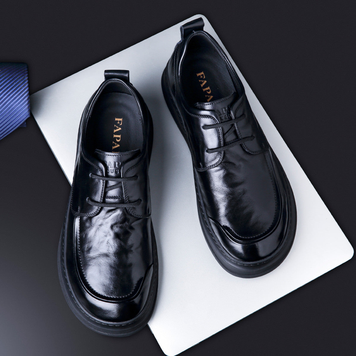Men's Layer Cowhide Big Head Commuter British Style Men's Business Leather Shoes