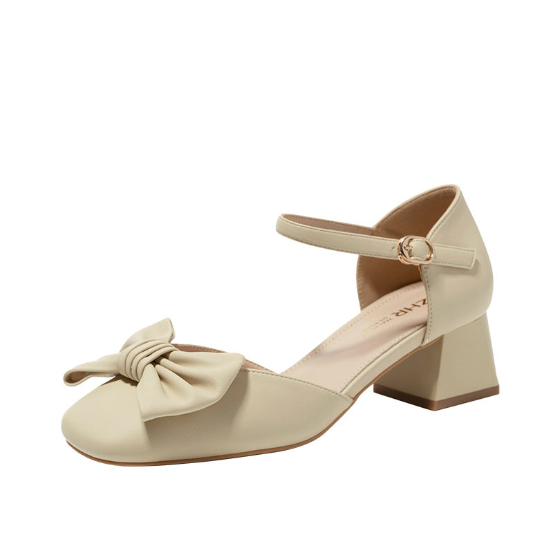 Women's Temperament Square Head With Skirt Versatile Heels