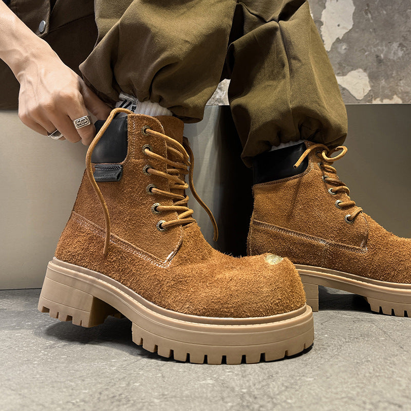 Women's & Men's Worker Platform Height Increasing British Style Boots