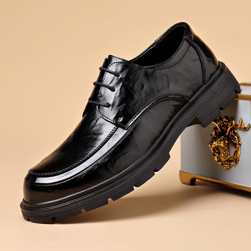 Men's Scratch Pattern First Layer Cowhide Formal Men's Shoes
