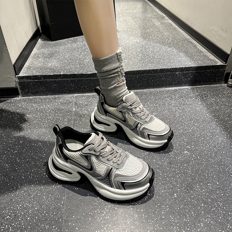 Women's Dad Platform Red Spring Elevator Wild Sneakers