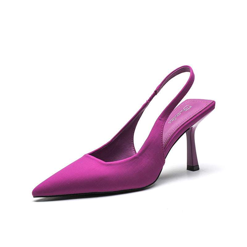 Women's Spring Satin Cap Slingback Adult Lady Like Woman Women's Fashion Shoes
