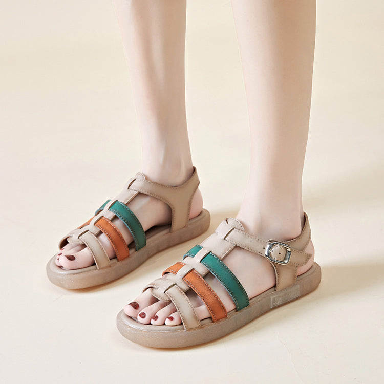 Women's First Layer Cowhide Soft Bottom Plus Sandals