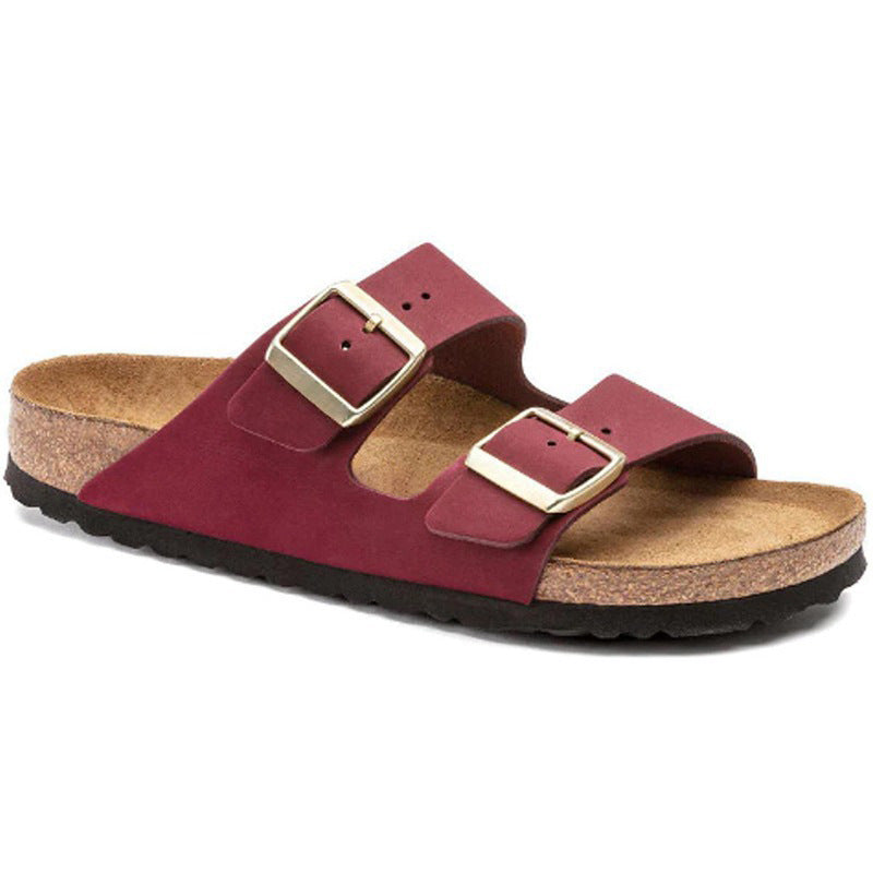 Women's & Men's Full Cowhide Genuine Cork Double-breasted Outerwear Sandals
